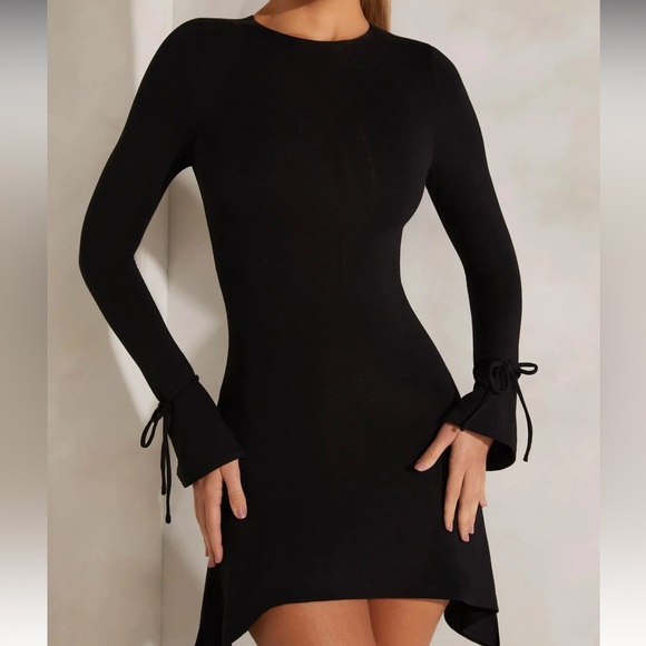 Oh Polly HIGH NECK A-LINE MINI DRESS IN BLACK- NWT- Size 4 - Picture 5 of 6